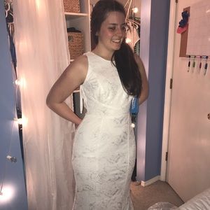 White formal/prom dress with silver detailing